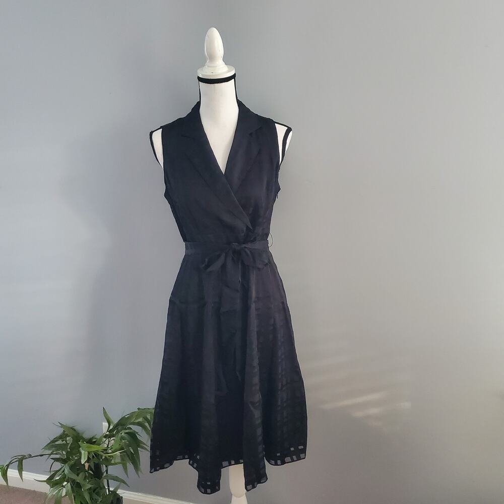 Tommy Hilfiger Black Faux Wrap Sleeveless Dress Size 4